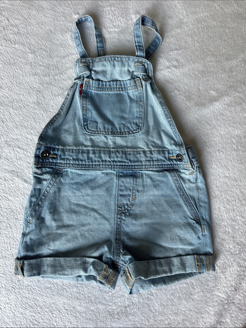 Levis Youth Girl 4T Light Wash Denim Knot Strap Shortalls Western Country Fall